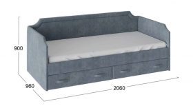 Кровать с мягкой обивкой и ящиками «Кантри» Тип 1 (900) (Замша синяя) в Искитиме - iskitim.katalogmebeli.com | фото 3