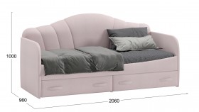 Кровать с мягкой спинкой и ящиками «Сабрина» 900 Пудровый в Искитиме - iskitim.katalogmebeli.com | фото 3