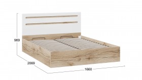 Кровать с подъемным механизмом «Фьюжн» Дуб Делано/Белый глянец в Искитиме - iskitim.katalogmebeli.com | фото 2