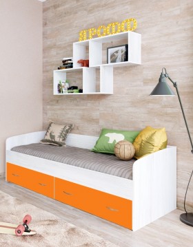 Кровать с выкатными ящиками Винтерберг/Оранжевый в Искитиме - iskitim.katalogmebeli.com | фото