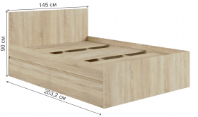 Кровать с ящиками К1.4М Мадера Сонома в Искитиме - iskitim.katalogmebeli.com | фото 2