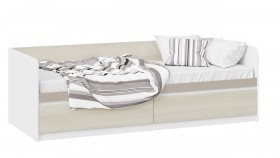 Кровать «Сканди» с 2 ящиками Дуб Гарден/Белый/Глиняный серый в Искитиме - iskitim.katalogmebeli.com | фото