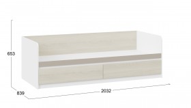 Кровать «Сканди» с 2 ящиками Дуб Гарден/Белый/Глиняный серый в Искитиме - iskitim.katalogmebeli.com | фото 3