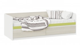 Кровать «Сканди» с 2 ящиками Дуб Гарден/Белый/Зеленый в Искитиме - iskitim.katalogmebeli.com | фото