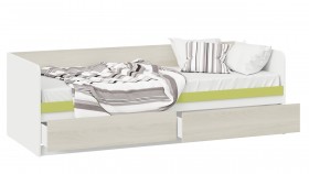 Кровать «Сканди» с 2 ящиками Дуб Гарден/Белый/Зеленый в Искитиме - iskitim.katalogmebeli.com | фото 2