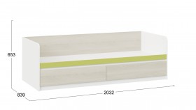 Кровать «Сканди» с 2 ящиками Дуб Гарден/Белый/Зеленый в Искитиме - iskitim.katalogmebeli.com | фото 3
