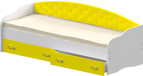 Кровать Софа-7 с мягкой спинкой (800х1900) Белый/Желтый в Искитиме - iskitim.katalogmebeli.com | фото 1