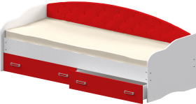 Кровать Софа-7 с мягкой спинкой (800х1900) Белый/Красный в Искитиме - iskitim.katalogmebeli.com | фото 1