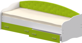 Кровать Софа-7 с мягкой спинкой (800х1900) Белый/Лайм в Искитиме - iskitim.katalogmebeli.com | фото