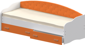 Кровать Софа-7 с мягкой спинкой (800х1900) Белый/Оранжевый в Искитиме - iskitim.katalogmebeli.com | фото