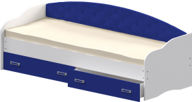 Кровать Софа-7 с мягкой спинкой (800х1900) Белый/Синий в Искитиме - iskitim.katalogmebeli.com | фото
