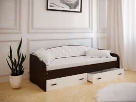 Кровать Софа-7 с мягкой спинкой (800х1900) Венге/ Белый в Искитиме - iskitim.katalogmebeli.com | фото 1