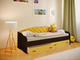 Кровать Софа-7 с мягкой спинкой (800х1900) Венге/Желтый в Искитиме - iskitim.katalogmebeli.com | фото