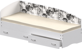Кровать Софа-9 с мягкой спинкой с рисунком Милана (900х1900) Белый в Искитиме - iskitim.katalogmebeli.com | фото