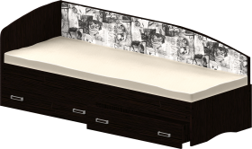 Кровать Софа-9 с мягкой спинкой с рисунком Милана (900х1900) Венге в Искитиме - iskitim.katalogmebeli.com | фото