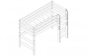 Кровать Соня вариант 5 полувысокая с прямой лестницей белый полупрозрачный в Искитиме - iskitim.katalogmebeli.com | фото 3