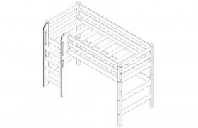 Кровать Соня вариант 5 полувысокая с прямой лестницей белый полупрозрачный в Искитиме - iskitim.katalogmebeli.com | фото 4
