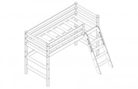 Кровать Соня вариант 6 полувысокая с наклонной лестницей Белый полупрозрачный в Искитиме - iskitim.katalogmebeli.com | фото 3