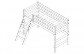 Кровать Соня вариант 6 полувысокая с наклонной лестницей Белый полупрозрачный в Искитиме - iskitim.katalogmebeli.com | фото 4