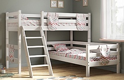 Кровать Соня вариант 8 угловая с наклонной лестницей Белый полупрозрачный в Искитиме - iskitim.katalogmebeli.com | фото