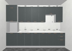 Кухня Квадро 3,2 м (высокие модули/Железо/Серый) в Искитиме - iskitim.katalogmebeli.com | фото 3
