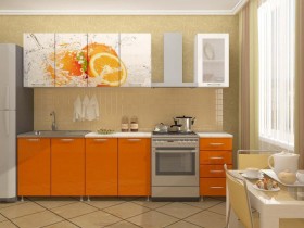 Кухонный гарнитур 1,8м Апельсин (Белый/Оранжевый металлик/Фотопечать апельсин) в Искитиме - iskitim.katalogmebeli.com | фото 1