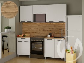 Кухня Кьяра 2.0 м с окапом (белый/карбон фарфор/26мм/дуб вотан) в Искитиме - iskitim.katalogmebeli.com | фото