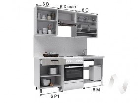Кухня Кьяра 2.0 м с окапом (белый/карбон фарфор/26мм/дуб вотан) в Искитиме - iskitim.katalogmebeli.com | фото 2