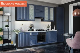 Кухня Ницца высокие модули (Дуб чернильный/корпус венге) в Искитиме - iskitim.katalogmebeli.com | фото