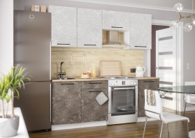 Кухонный гарнитур Нувель 2100мм белый/бетон коричневый в Искитиме - iskitim.katalogmebeli.com | фото