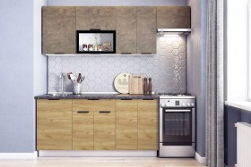 Кухонный гарнитур Стоун 2.2 (белый/камень темно-серый/акация светлая) в Искитиме - iskitim.katalogmebeli.com | фото