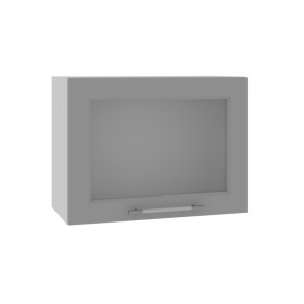 Квадро ВПГС 600 шкаф верхний горизонтальный со стеклом высокий (Ваниль кожа/корпус Серый) в Искитиме - iskitim.katalogmebeli.com | фото