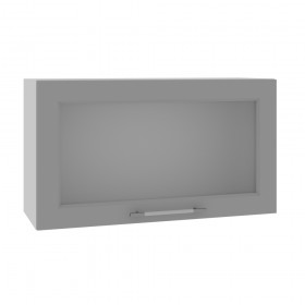 Квадро ВПГС 800 шкаф верхний горизонтальный со стеклом высокий (Ваниль кожа/корпус Серый) в Искитиме - iskitim.katalogmebeli.com | фото