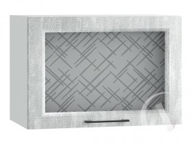 Либерти Шкаф верхний горизонтальный со стеклом ШВГС 609 (Холст грей/корпус белый) в Искитиме - iskitim.katalogmebeli.com | фото