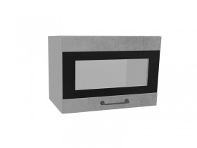 Лофт ПГСФ 500 шкаф верхний горизонтальный со стеклом и фотопечатью (Бетон светлый/корпус Серый) в Искитиме - iskitim.katalogmebeli.com | фото
