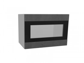 Лофт ПГСФ 500 шкаф верхний горизонтальный со стеклом и фотопечатью (Бетон темный/корпус Серый) в Искитиме - iskitim.katalogmebeli.com | фото