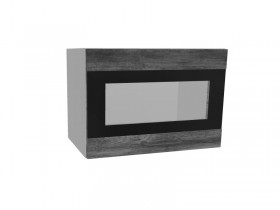 Лофт ПГСФ 500 шкаф верхний горизонтальный со стеклом и фотопечатью (Дуб бурый/корпус Серый) в Искитиме - iskitim.katalogmebeli.com | фото