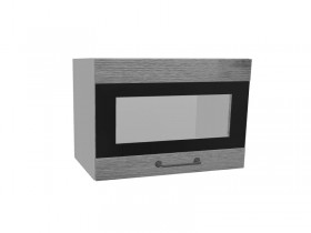 Лофт ПГСФ 500 шкаф верхний горизонтальный со стеклом и фотопечатью (Дуб цикорий/корпус Серый) в Искитиме - iskitim.katalogmebeli.com | фото