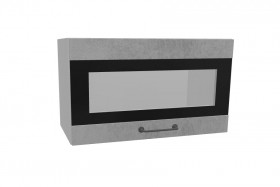 Лофт ПГСФ 600 шкаф верхний горизонтальный со стеклом и фотопечатью (Бетон светлый/корпус Серый) в Искитиме - iskitim.katalogmebeli.com | фото