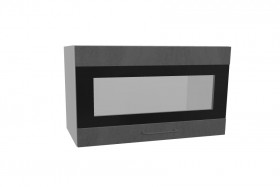 Лофт ПГСФ 600 шкаф верхний горизонтальный со стеклом и фотопечатью (Бетон темный/корпус Серый) в Искитиме - iskitim.katalogmebeli.com | фото