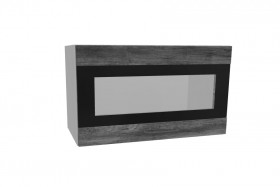 Лофт ПГСФ 600 шкаф верхний горизонтальный со стеклом и фотопечатью (Дуб бурый/корпус Серый) в Искитиме - iskitim.katalogmebeli.com | фото