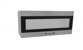 Лофт ПГСФ 800 шкаф верхний горизонтальный со стеклом и фотопечатью (Бетон светлый/корпус Серый) в Искитиме - iskitim.katalogmebeli.com | фото