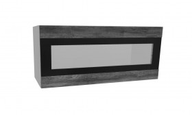 Лофт ПГСФ 800 шкаф верхний горизонтальный со стеклом и фотопечатью (Дуб бурый/корпус Серый) в Искитиме - iskitim.katalogmebeli.com | фото