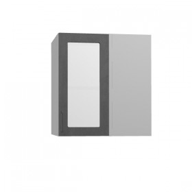 Лофт ПУС 650 шкаф верхний угловой со стеклом (Бетон темный/корпус Серый) в Искитиме - iskitim.katalogmebeli.com | фото