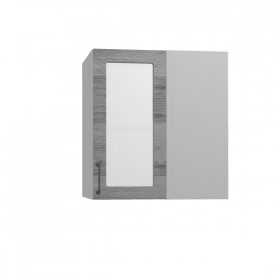 Лофт ПУС 650 шкаф верхний угловой со стеклом (Дуб цикорий/корпус Серый) в Искитиме - iskitim.katalogmebeli.com | фото