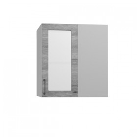 Лофт ПУС 650 шкаф верхний угловой со стеклом (Дуб майский/корпус Серый) в Искитиме - iskitim.katalogmebeli.com | фото