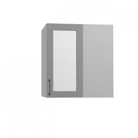 Лофт ПУС 650 шкаф верхний угловой со стеклом (Штукатурка серая/корпус Серый) в Искитиме - iskitim.katalogmebeli.com | фото