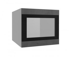 Лофт ВПГСФ 500 шкаф верхний горизонтальный со стеклом высокий с фотопечатью (Бетон темный/корпус Серый) в Искитиме - iskitim.katalogmebeli.com | фото