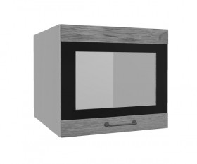 Лофт ВПГСФ 500 шкаф верхний горизонтальный со стеклом высокий с фотопечатью (Дуб цикорий/корпус Серый) в Искитиме - iskitim.katalogmebeli.com | фото