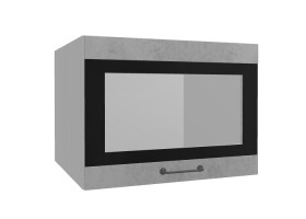 Лофт ВПГСФ 600 шкаф верхний горизонтальный со стеклом высокий с фотопечатью (Бетон светлый/корпус Серый) в Искитиме - iskitim.katalogmebeli.com | фото